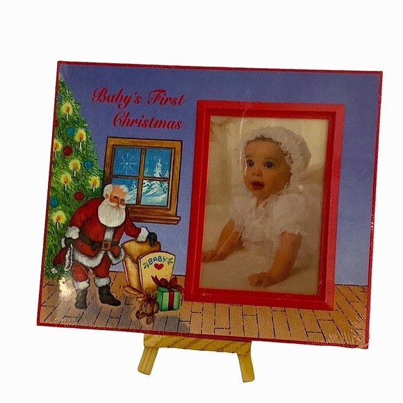 Baby’s First Christmas Photo Picture Frame Santa Christmas Tree Red Multicolor - Picture 5 of 11